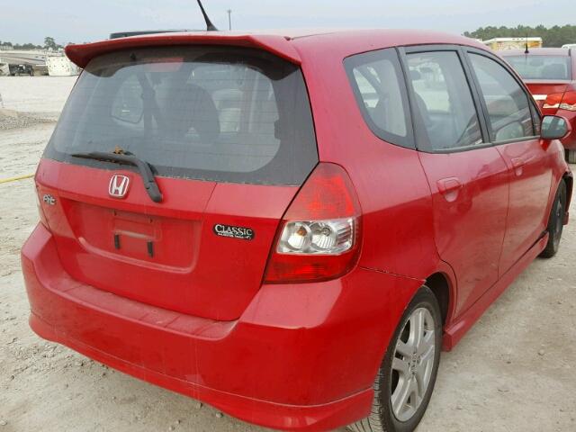 JHMGD38677S063462 - 2007 HONDA FIT S RED photo 4