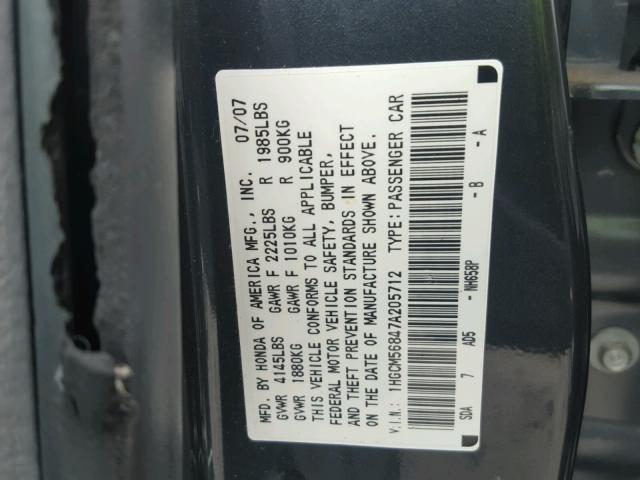 1HGCM56847A205712 - 2007 HONDA ACCORD EX BLUE photo 10