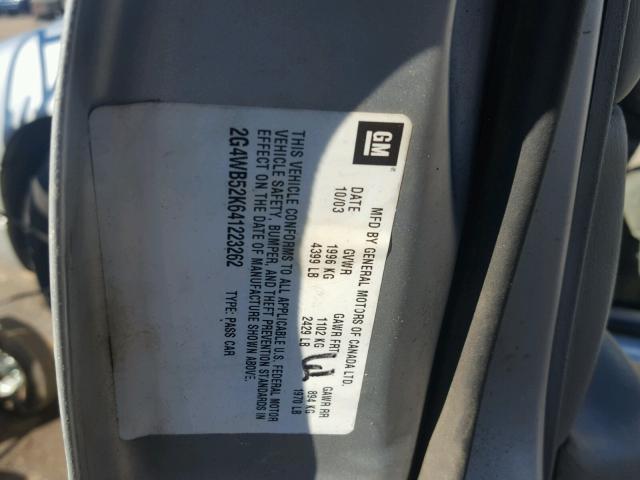 2G4WB52K641223262 - 2004 BUICK REGAL LS SILVER photo 10