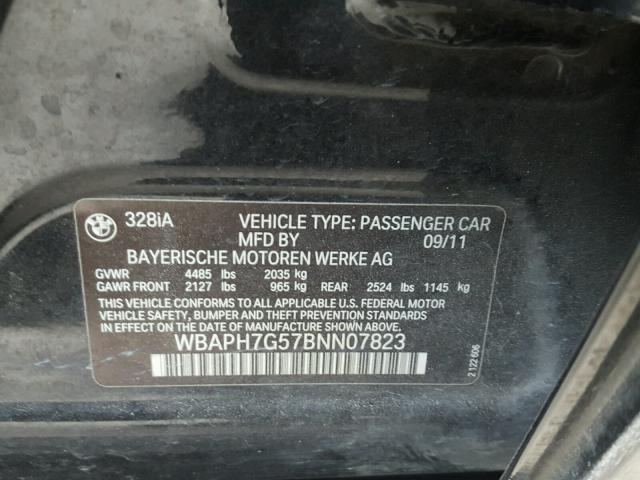 WBAPH7G57BNN07823 - 2011 BMW 328 I BLACK photo 10
