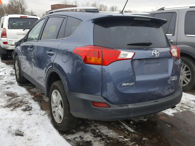 2T3BFREV6EW225560 - 2014 TOYOTA RAV4 LE BLUE photo 3