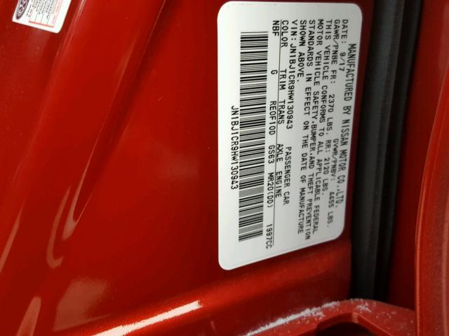 JN1BJ1CR9HW130943 - 2017 NISSAN ROGUE SPOR RED photo 10