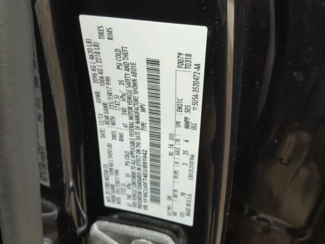 1FMCU0F74EUB91942 - 2014 FORD ESCAPE S BLACK photo 10