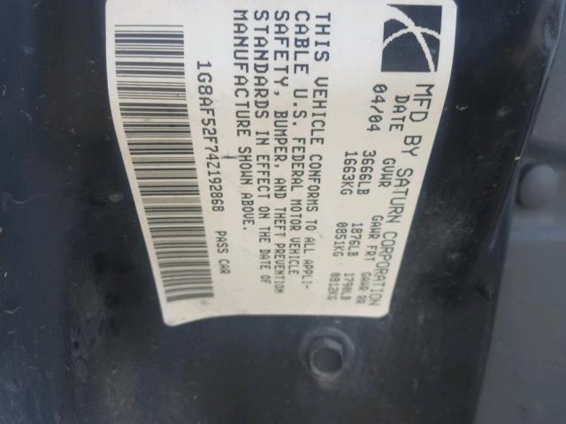 1G8AF52F74Z192868 - 2004 SATURN ION LEVEL WHITE photo 10