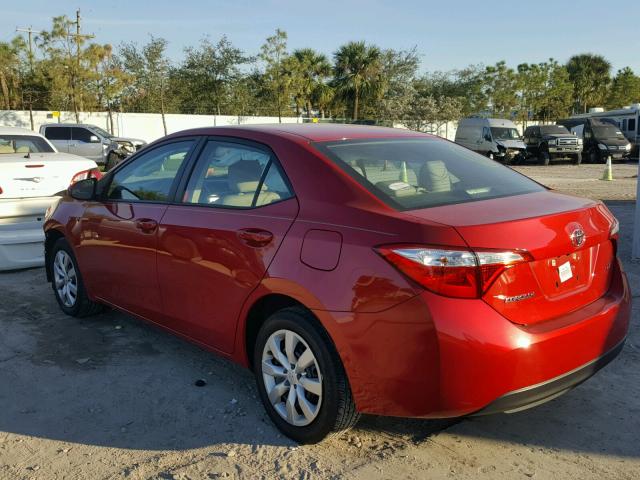 2T1BURHE2FC421265 - 2015 TOYOTA COROLLA L RED photo 3