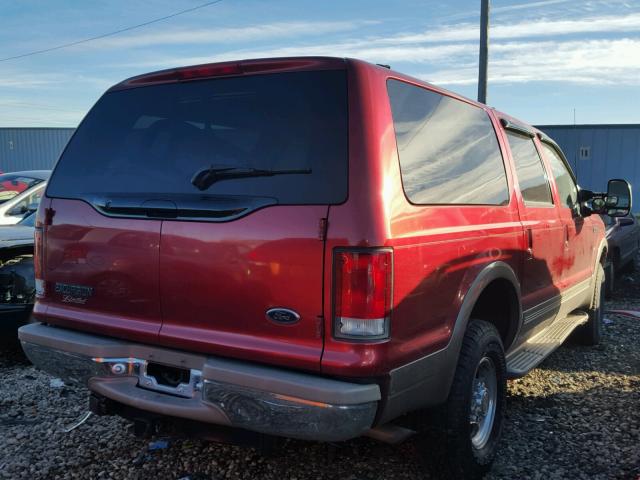 1FMNU43S7YEA00764 - 2000 FORD EXCURSION RED photo 4