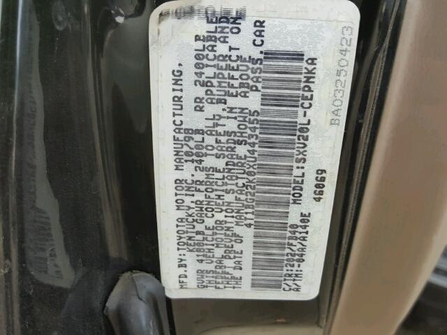 4T1BG22K0XU443455 - 1999 TOYOTA CAMRY CE BLACK photo 10