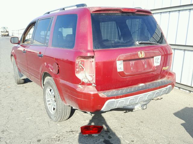 2HKYF18524H545567 - 2004 HONDA PILOT EXL RED photo 3