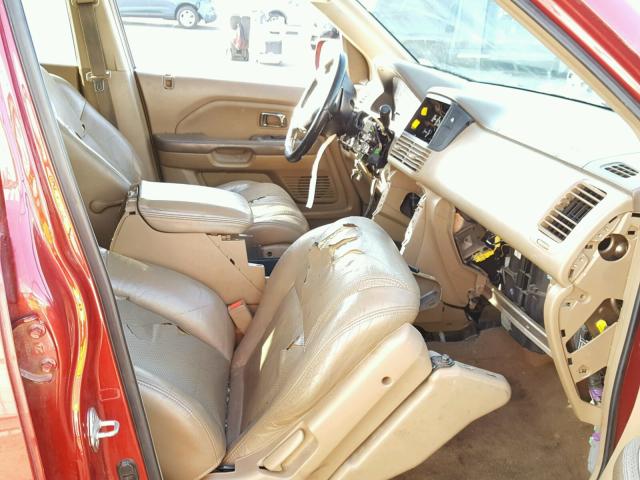 2HKYF18524H545567 - 2004 HONDA PILOT EXL RED photo 5