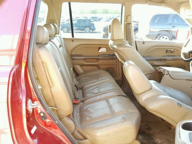 2HKYF18524H545567 - 2004 HONDA PILOT EXL RED photo 6