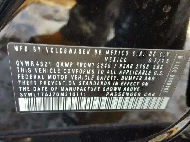 3VWL17AJ7GM210111 - 2016 VOLKSWAGEN JETTA SEL BLACK photo 10