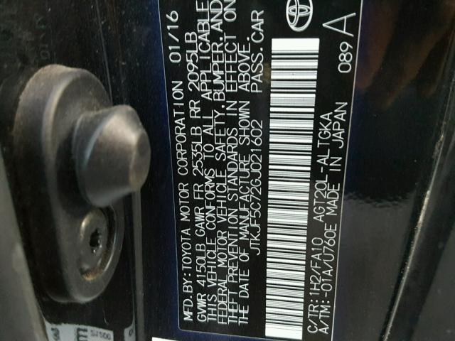 JTKJF5C72GJ021602 - 2016 TOYOTA SCION TC 石墨色 照片 10