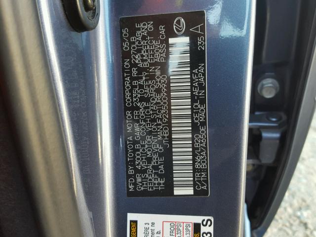 JTHBD192350099930 - 2005 LEXUS IS 300 BLUE photo 10