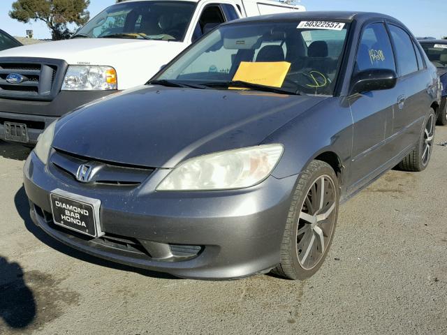 2HGES16535H512722 - 2005 HONDA CIVIC LX GRAY photo 2