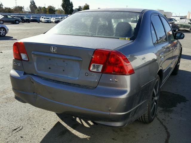 2HGES16535H512722 - 2005 HONDA CIVIC LX GRAY photo 4