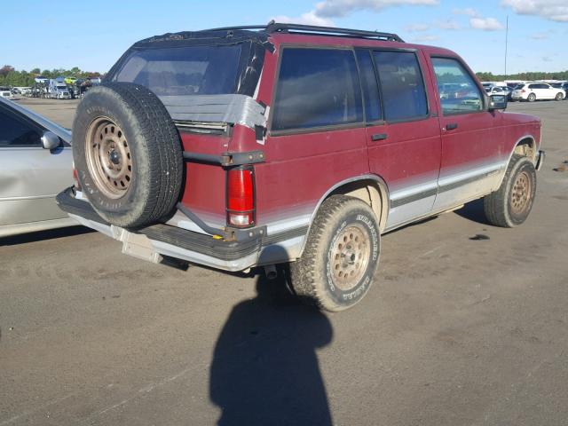 1GNDT13Z5N2169362 - 1992 CHEVROLET BLAZER S10 RED photo 4