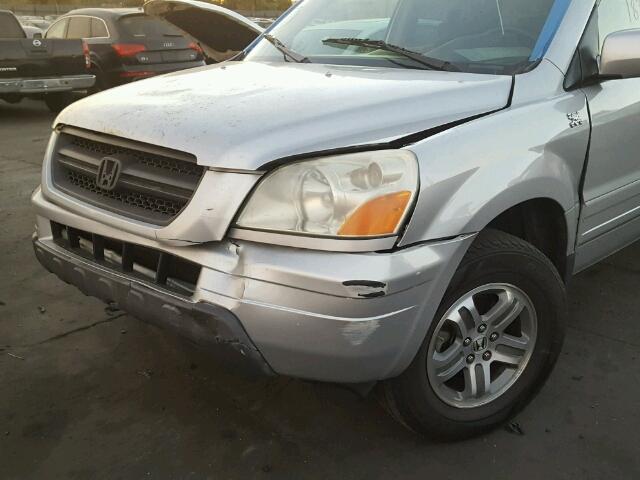 2HKYF18505H506753 - 2005 HONDA PILOT EXL SILVER photo 9