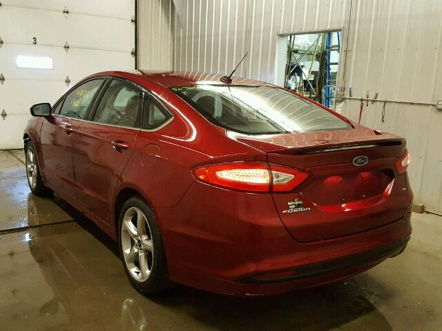 1FA6P0H73E5397677 - 2014 FORD FUSION SE RED photo 3