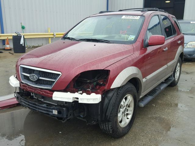 KNDJD733945312835 - 2004 KIA SORENTO EX MAROON photo 2