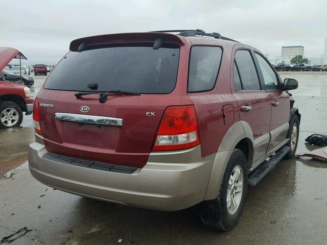 KNDJD733945312835 - 2004 KIA SORENTO EX MAROON photo 4