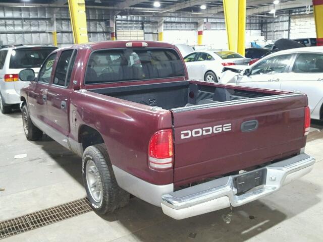 1B7GL2AN4YS607885 - 2000 DODGE DAKOTA QUA MAROON photo 3