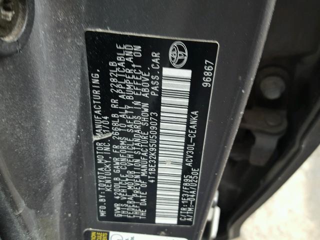 4T1BE32K95U509073 - 2005 TOYOTA CAMRY LE GRAY photo 10