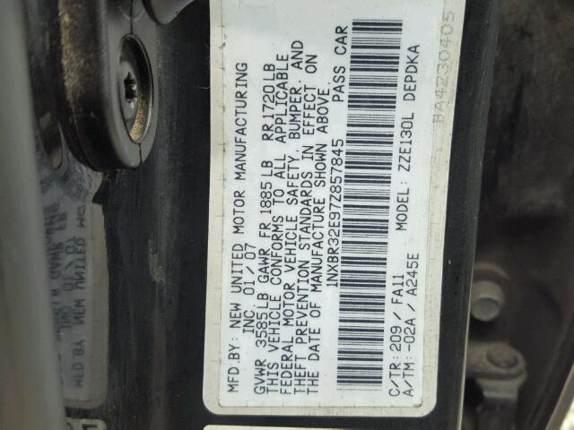 1NXBR32E97Z857845 - 2007 TOYOTA COROLLA CE BLACK photo 10