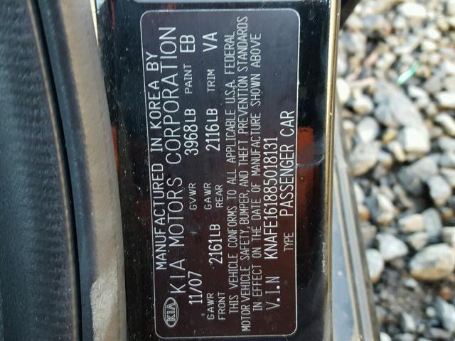 KNAFE161885018131 - 2008 KIA SPECTRA5 5 BLACK photo 10