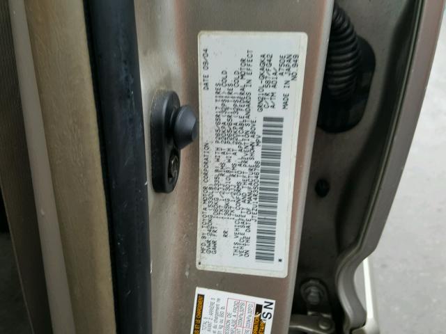 JTEZU14R350046788 - 2005 TOYOTA 4RUNNER SR TAN photo 10