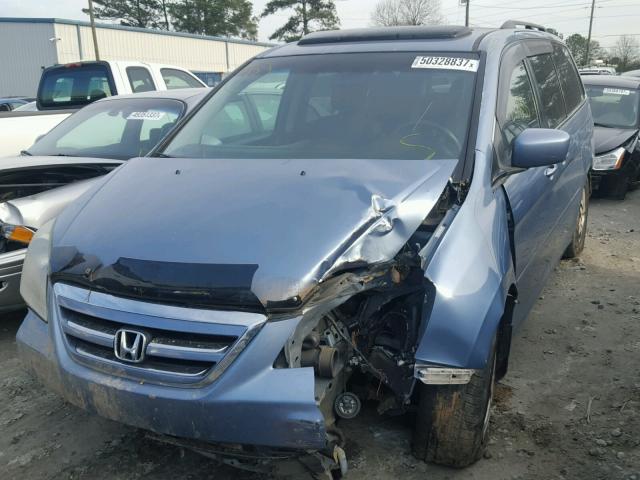 5FNRL38647B113082 - 2007 HONDA ODYSSEY EX BLUE photo 2