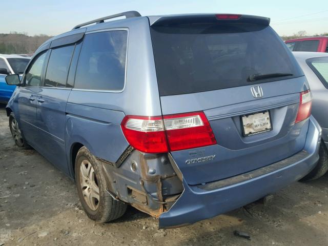 5FNRL38647B113082 - 2007 HONDA ODYSSEY EX BLUE photo 3