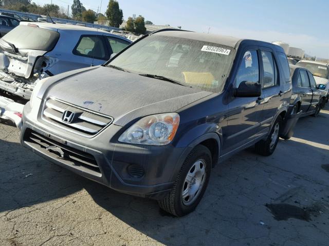 JHLRD68535C016782 - 2005 HONDA CR-V LX BLUE photo 2