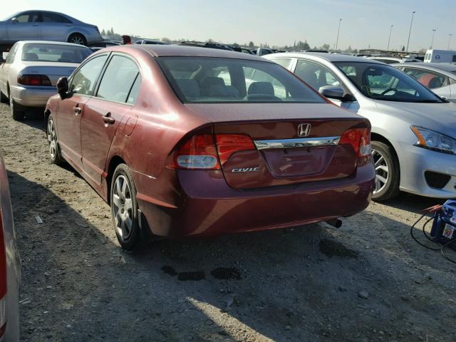 2HGFA16599H344128 - 2009 HONDA CIVIC LX BURGUNDY photo 3