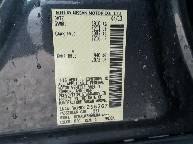 1N4AL3AP9DC256267 - 2013 NISSAN ALTIMA 2.5 GRAY photo 10