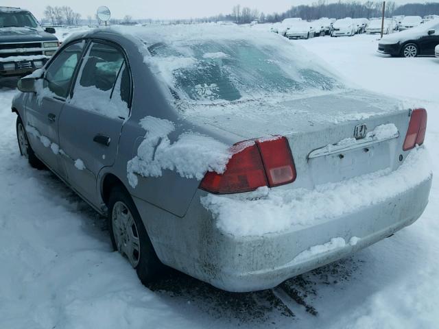 1HGES15581L075864 - 2001 HONDA CIVIC LX SILVER photo 3