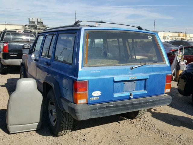 1J4FJ68S9PL618159 - 1993 JEEP CHEROKEE S BLUE photo 3