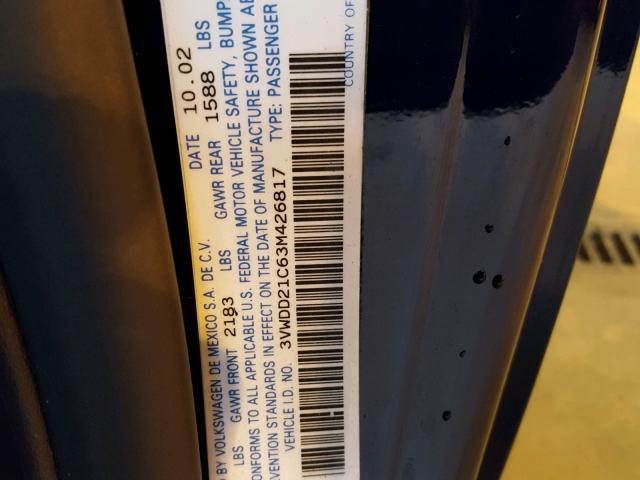 3VWDD21C63M426817 - 2003 VOLKSWAGEN NEW BEETLE 蓝色 照片 10