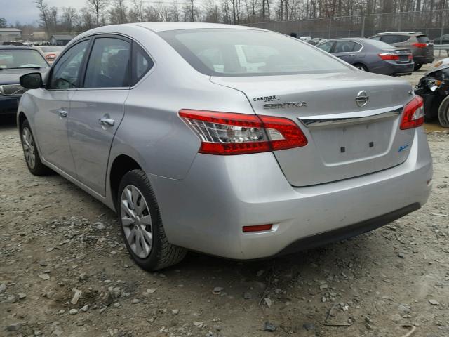 3N1AB7APXEY251014 - 2014 NISSAN SENTRA S SILVER photo 3