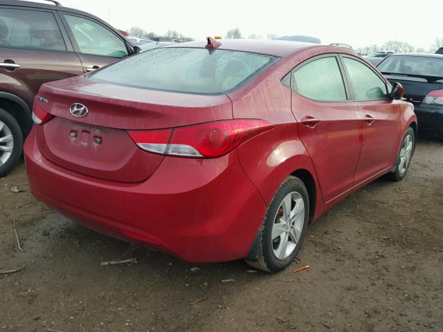 KMHDH4AE8DU633271 - 2013 HYUNDAI ELANTRA GL RED photo 4