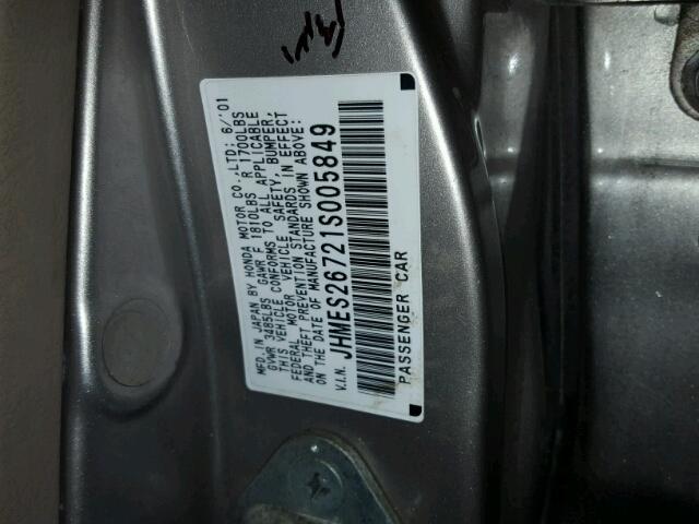 JHMES26721S005849 - 2001 HONDA CIVIC EX თაფლისფერი ფოტო 10