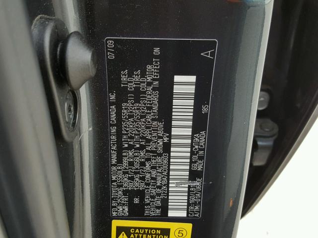 2T2ZK1BA7AC009603 - 2010 LEXUS RX 350 GRAY photo 10