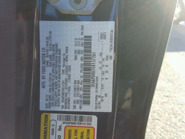 3FA6P0HD7ER157261 - 2014 FORD FUSION SE BLUE photo 10