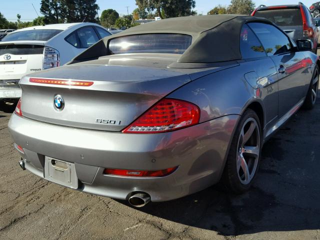 WBAEB53568CX63099 - 2008 BMW 650 I GRAY photo 4