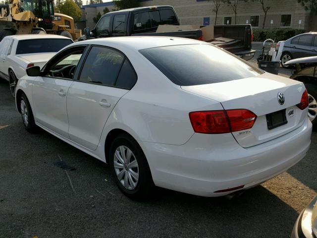 3VW2K7AJ4CM379814 - 2012 VOLKSWAGEN JETTA BASE WHITE photo 3