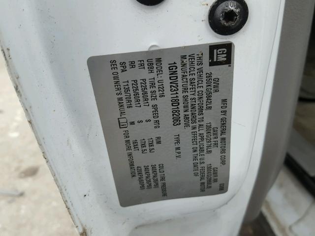 1GNDV23118D182063 - 2008 CHEVROLET UPLANDER L 白色 照片 10