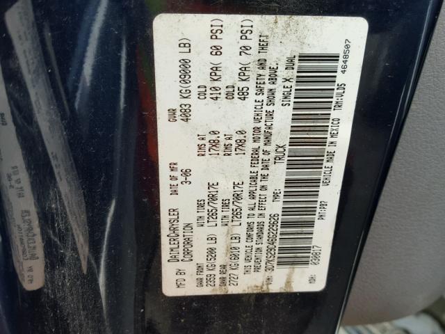 3D7KS29C46G229626 - 2006 DODGE RAM 2500 BLUE photo 10