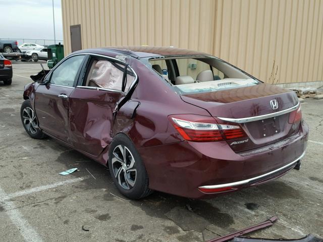 1HGCR2F31HA081369 - 2017 HONDA ACCORD LX MAROON photo 3