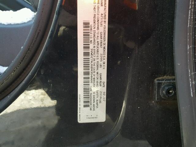 3VWDZ7AJ6BM354660 - 2011 VOLKSWAGEN JETTA SE 黑色 照片 10