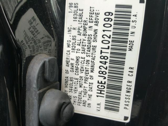 1HGEJ8248TL021099 - 1996 HONDA CIVIC EX შავი ფოტო 10