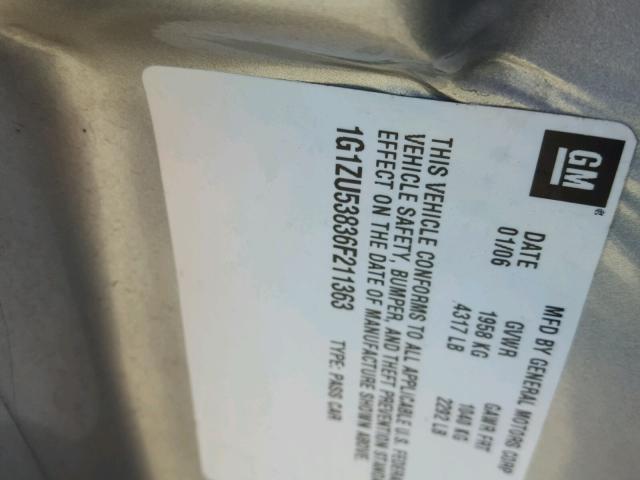 1G1ZU53836F211363 - 2006 CHEVROLET MALIBU LTZ 银色 照片 10